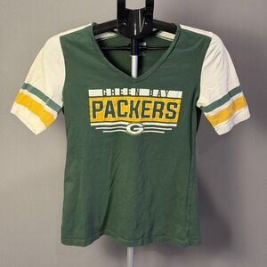 Green Bay Packers Shirt Womens Medium Green NFL Football V Neck Team Apparel